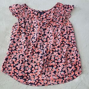 Gap Women's Small Cap Flutter Sleeve Floral Mutlicolor Romantic Girlhoodcore